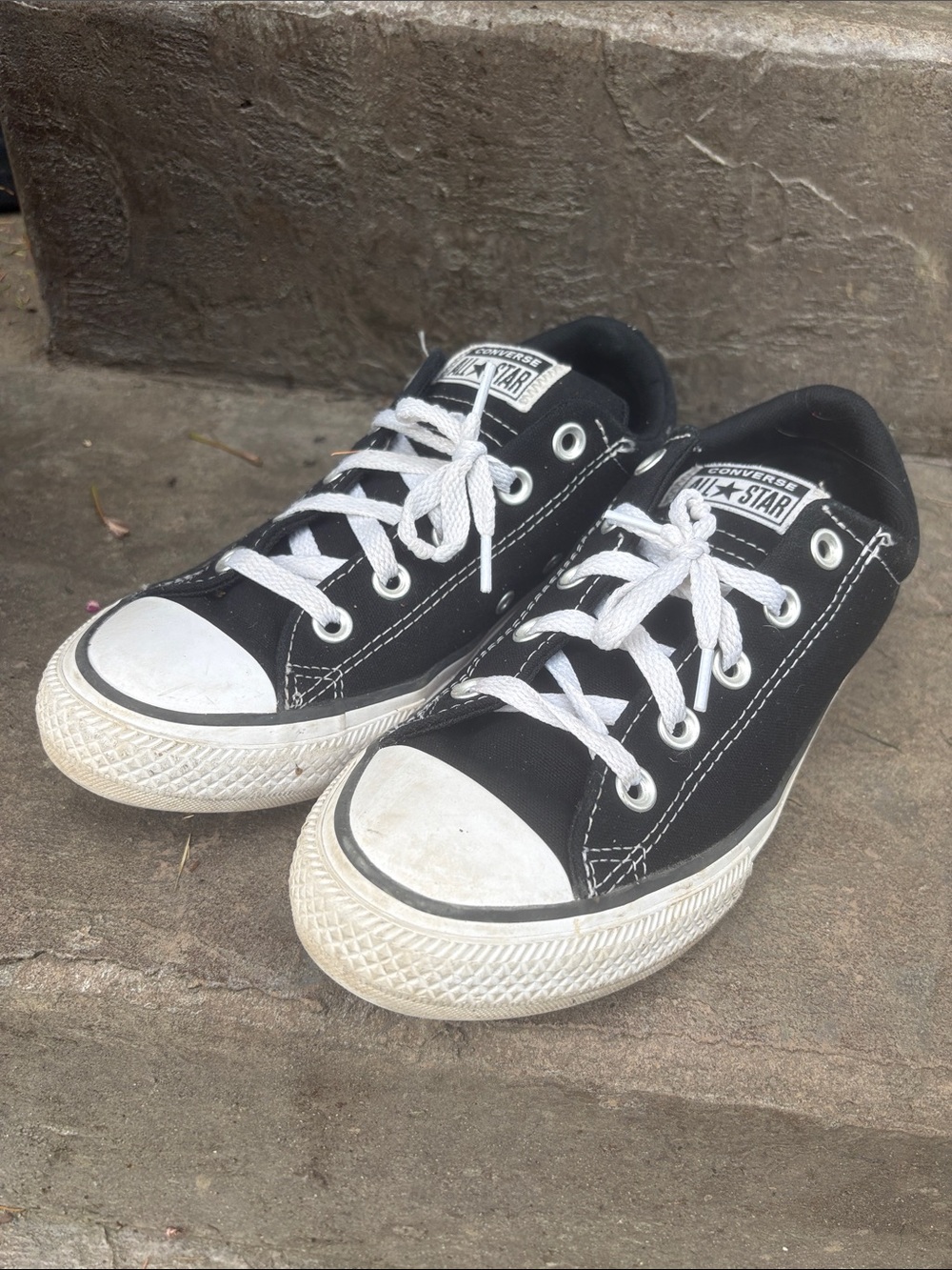 Converse Black Low Top Kids Sneakers with White Accents